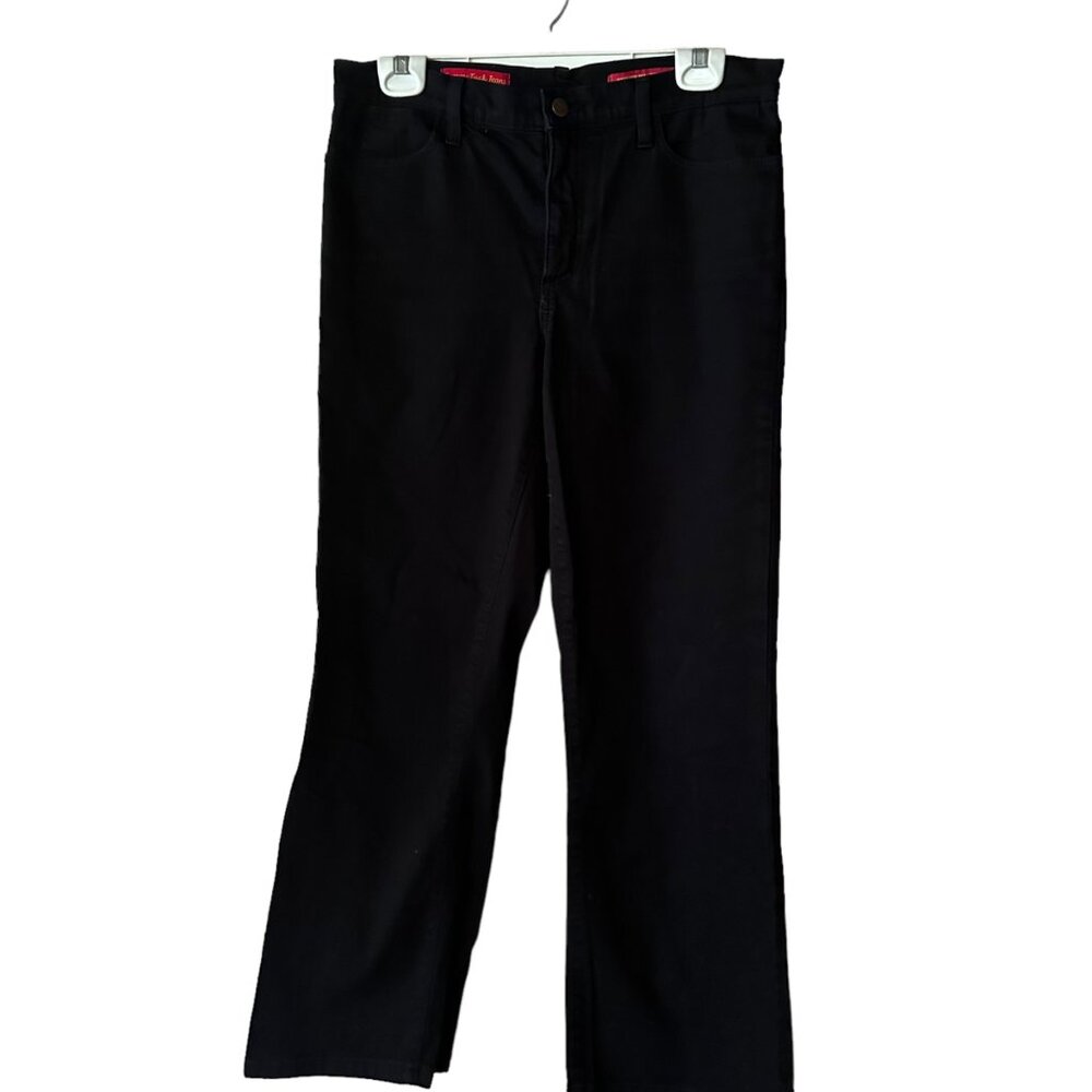 NYDJ Tummy Tuck Jeans 8 Black Denim 4 Pocket Trouser Leg Slimming Made in USA